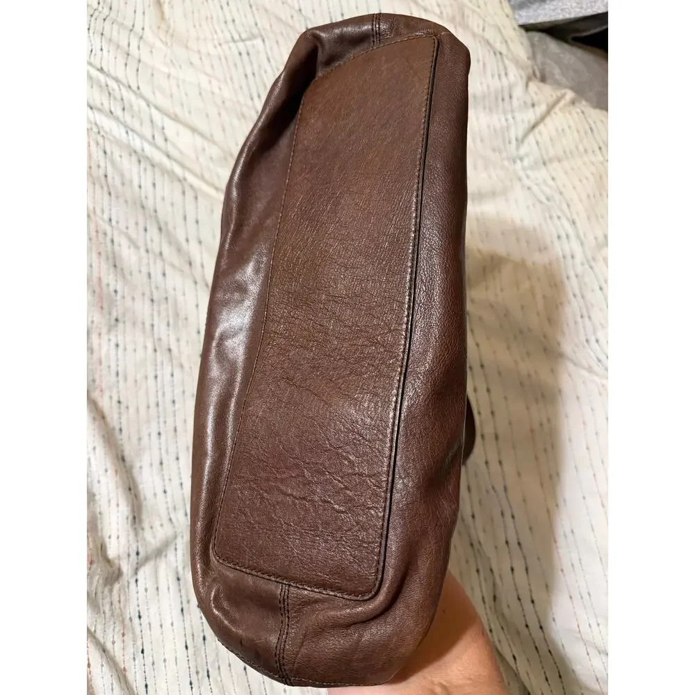 Banana Republic Vintage Brown Leather Shoulder Satchel Bag Purse w/ Dust Bag Y2K